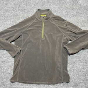 Alpine Design Fleece Pullover Mens Large Brown 1/4 Zip Long Sleeve Shirt Hiking